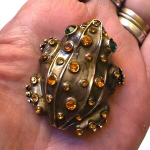 Rhinestone Toad Brooch